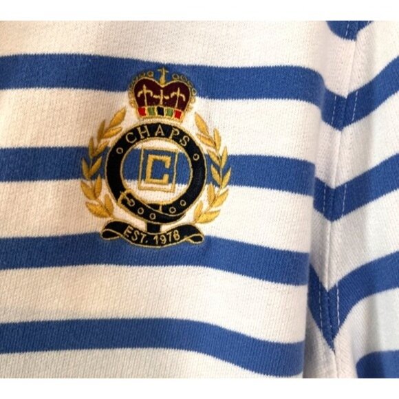 Chaps Denim Ralph Lauren Women's XL Nautical Striped Tie Hoodie 3/4 Sleeve Boat - Picture 3 of 13
